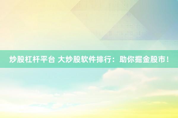炒股杠杆平台 大炒股软件排行：助你掘金股市！