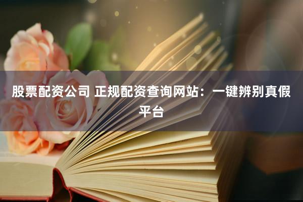 股票配资公司 正规配资查询网站：一键辨别真假平台