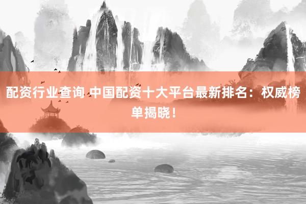 配资行业查询 中国配资十大平台最新排名：权威榜单揭晓！