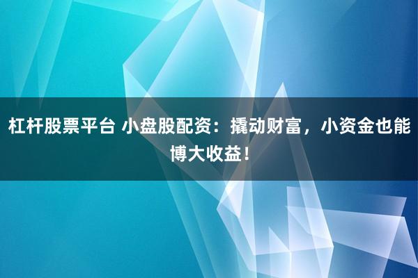 杠杆股票平台 小盘股配资：撬动财富，小资金也能博大收益！