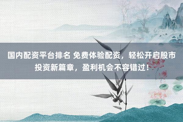 国内配资平台排名 免费体验配资，轻松开启股市投资新篇章，盈利机会不容错过！