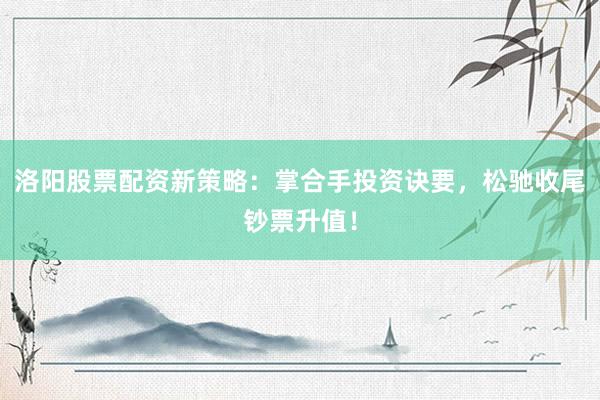洛阳股票配资新策略：掌合手投资诀要，松驰收尾钞票升值！