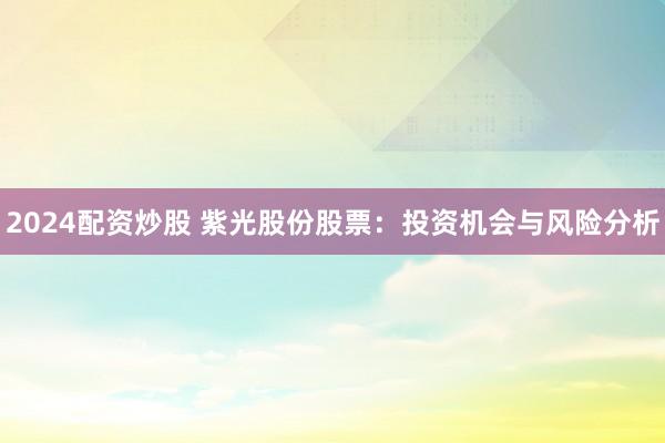 2024配资炒股 紫光股份股票：投资机会与风险分析